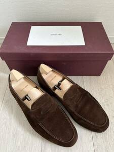 【純正シューツリー付き】JOHN LOBB ジョンロブ　LOPEZ ロペス ダークブラウンスエード UK6.5 Eウィズ ローファー