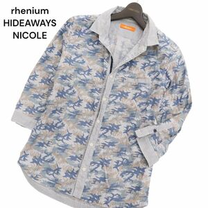 rhenium HIDEAWAYS NICOLE ハイダウェイ ニコル 春夏 7分袖 ストライプ カモ 総柄 プリント★ シャツ Sz.48　メンズ　C4T01485_2#A