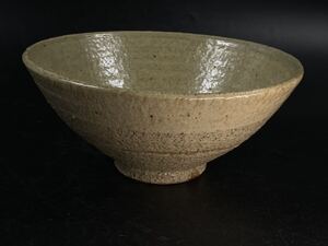 【福蔵】李朝 井戸茶碗 粉引 茶道具 古玩 古美術 大物 時代品 径17.7cm