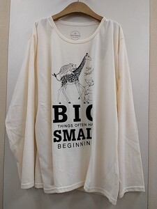 プリント Tシャツ ゆったり 柄 アニマル ロゴ 4L クリーム 【HSY-171】