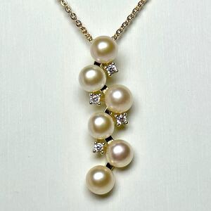 綺麗本真珠ペンダント　パールペンダント5mm k18仕上げ　 照り艶　 jewelry necklace