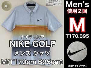 超美品★NIKE GOLF(ナイキ ゴルフ)メンズ シャツ M(T170cm.B95cm)使用2回 グレー 半袖 DRY FIT ゴルフ スポーツ アウトドア standard fit