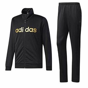 adidas アディダス ビッグロゴ ジャージ 上下セットアップ トラックスーツ ジップアップ ジャケット パンツ ブラック 黒 新品未使用 人気 S