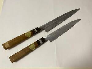 【在銘 包丁 堺源太 2本】料理包丁 全長約33.5cm 刃渡り約20cm 全長約30cm 刃渡り約16cm 和包丁