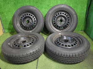 ◆ バリ山 GP1 フィット スチールホイール タイヤ 15インチ ４本 175/65R15 5.5J PCD100 4穴 BS NEWNO 中古 L62◆