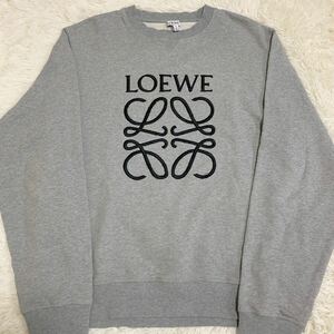 【美品/希少XLサイズ】 LOEWE ロエベ スウェット トレーナー トップス アナグラム ビックロゴ 刺繍 グレー メンズ