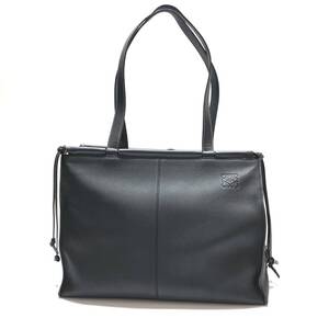 【ITW0NUWX3QCG】美品 ロエベ LOEWE クッショントート ショルダートートバッグ ハンドバッグ ブラック ソフトグレインカーフスキン レザー