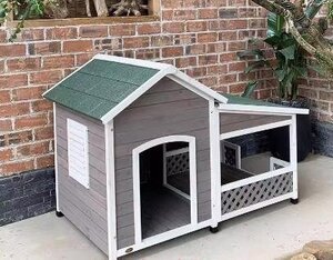 犬小屋 ドッグハウス 室外 中型犬用 屋外用 庭 保温防寒 通気性 148*100*86cm 屋外 木製 犬舍