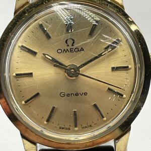 M305-T140974-1 ◎ OMEGA オメガ Geneve ジュネーブ レディース腕時計 手巻き ゴールド文字盤 フェイス約22mm アナログ 稼働 箱付き ③