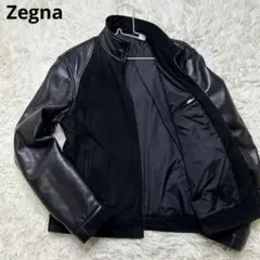 【極美品】Zegna ゼニア　ライダースジャケット　本革　スエード　48 黒