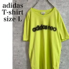 adidas　アディダス Tシャツ イエロー　サイズL　スポーツ　プリント