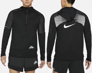 残少 M NIKE TRAIL DRI-FIT LS ランニング フーディ @9900円 検 エレメント トレイル スウッシュ パーカー ビッグスウッシュ ブラック/黒