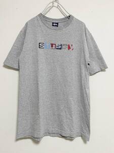 送料230円〜 激レア 90s 紺タグ　 USA製 Stussy ステューシー 両面 ロゴ プリント Tシャツ size XL【XLですがS〜M相当】 