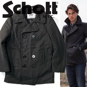 【SCHOTT】U.S.740N PEA JACKET ショット 定価6.0万 米国製 24oz Regular Fit 日本別注 肉厚ピーコート ピージャケット ロンハーマン取扱い