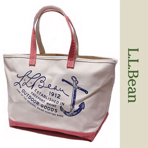 新品 LLBean TOTE BAG エルエルビーン トートバッグ キャンバス ホワイト ピンク 手さげ エコバッグ アメリカ USA アウトドア 35L 正規品