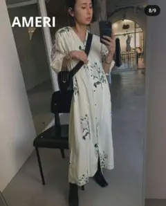 AMERI POSIE SHIRT DRESSホワイト花柄FREE 秋冬オシャレ