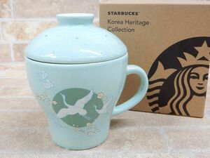 未使用品! STARBUCKS/スターバックス korea heritage collection 蓋付き マグカップ 355ml 【7332y1】