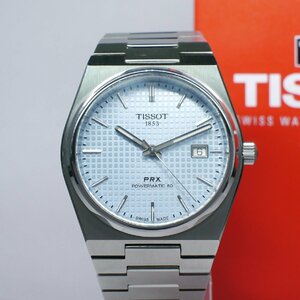 ■ 1円 ～ 中古品 参定10.7万■ ティソ TISSOT ■ PRX パワーマティック 80 ■箱説コマ アイスブルー 機械式 シルバー T137.407.11.351.00