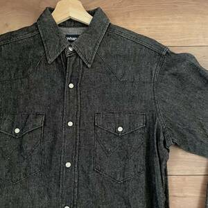 希少 ラングラー usa製 ブラックデニム シャツ ウエスタン Wrangler vintage 先染め ヴィンテージ ビンテージ 