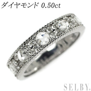 K18WG ローズカット/ラウンドカット ダイヤモンド リング 0.50ct 新入荷 出品1週目 SELBY