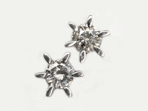 【質屋出品】 ピアス Pt900 天然ダイアモンド 1粒 両耳 0.15ct 0.15ct 6本爪　(5531-79)