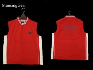 Munsingwear マンシングウェア 通年 裏地メッシュ ロゴパッチ★ フルジップ ベスト Sz.L　メンズ ゴルフ 赤　C4T00515_1#O