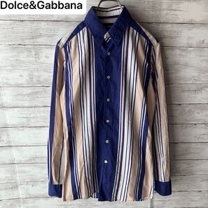 【希少デザイン】dolce&gabbana ドルガバ ストライプ 長袖シャツ　イタリア製　Italy shirt 