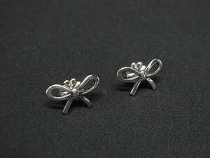 1円 ■美品■ TIFFANY＆Co ティファニー SV925 リボン ピアス アクセサリー レディース シルバー系 FD9370