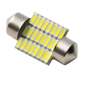 とてつもなく明るい 猛爆 LED 24連 SMD 単品 12V T10×28mm 両口金 フェストン球 ホワイト 白 300ルーメン