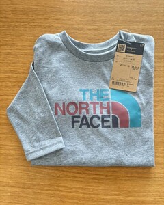 新品タグ付★THE NORTH FACE ロングスリーブカラフルロゴTシャツ 150㎝ グレー ザノースフェイス 長袖 春 秋 冬 140 男女兼用 ロンT キッズ