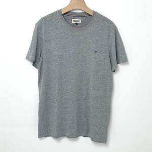 HILFIGER DENIM/ヒルフィガーデニム グレー ワンポイント コットンTシャツ Lサイズ【TS-0035-904】