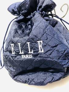 新品　タグ付き　ELLE PARIS（エル パリ）キルティング巾着ポーチ　ネイビー