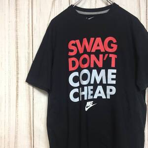 【ナイキ 半袖プリントTシャツ】ロゴプリント L 黒 NIKE 古着 [220420-052]