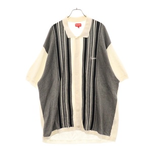 SUPREME シュプリーム 22SS Stripe Button Up Polo ストライプ ボタン アップ 半袖ポロシャツ ブラック/ホワイト