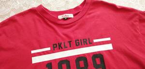 PINK LATTE　ピンクラテ 半袖カットソー　Tシャツ　切替え　XS 150-160cm ☆赤七分袖