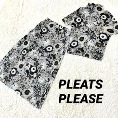 極美品✨PLEATS PLEASE セットアップ　花柄　グレー　大きめサイズ