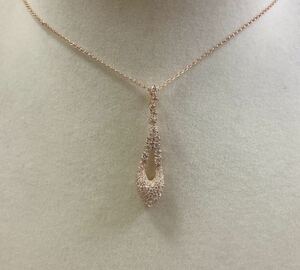 【質屋 尾張屋商店 東京】 ☆仕上済☆ Au750 K18PG ダイヤモンドレディースペンダントネックレス 0.70ct 40cm