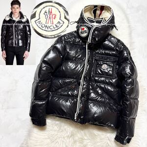 本物 レア モンクレール ブランソン BRANSON フード付き ダウンジャケット ブラック オフホワイト 1 MONCLER I LOVE PARIS ワッペン