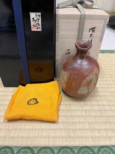 個展作　安倍安人 備前 古備前　写し　緋襷 火襷　胡麻　徳利 共箱 共漆二重箱 酒器 