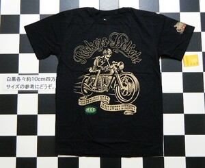 OIL LEAK Rockers Delight 半袖 Tシャツ M 黒 れ1382　身幅約50cm バイカー　スカル レプリカ