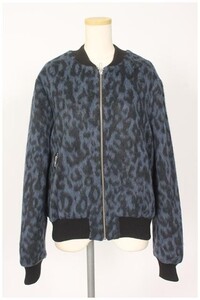 リカ RIKA 16AW ISA BOMBER ブルゾン ジャンパー レオパード柄 起毛 ウール S 青 ブルー 449 /yo0516 レディース