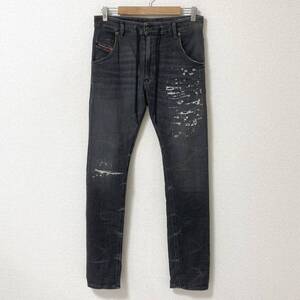 DIESEL Jogg Jeans KROOLEY-Y-NE ダメージ加工 ジョグジーンズ ブラック メンズ W28 ディーゼル スウェット デニム ジョガーパンツ 4070077