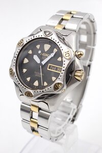 【行董】SEIKO セイコー AGS SCUBA スキューバ 自動巻き 3針 デイデイト 5M23-7A00 メンズ腕時計 ダイバーウォッチ 黒文字盤 AF270BOM29