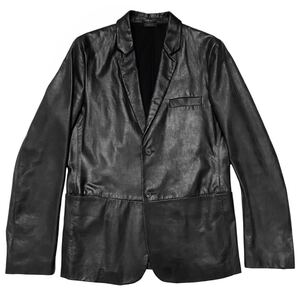 JIL SANDER ジル サンダー アーカイブ 本革 レザー テーラード ジャケット アウター JACKET VINTAGE ヴィンテージ 古着 ブラック 黒 50