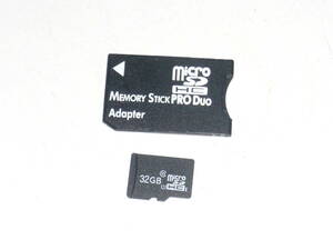 動作保証！送料無料！メモリースティック PRO Duo 変換アダプター ＋ microSDHC 32GB　④