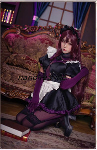 Fate/Grand Order スカサハ メイド服 コスプレ衣装+髪飾り 全セット 風(ウィッグ 靴別売り)