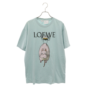 LOEWE ロエベ×千と千尋の神隠し ハエドリ 坊 ネズミ プリント 刺繍 Tシャツ 半袖カットソー S928Y22J08 ブルー