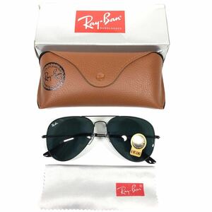 未使用品【レイバン】本物 Ray-Ban サングラス アビエーター型 ティアドロップ型 RB 3025 黒×グレー色系 メンズ レディース イタリア製 箱