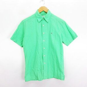 ラコステ LACOSTE シャツ 半袖 地模様 ロゴ コットン 2 グリーン ※EKM メンズ