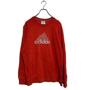 adidas ロゴ スウェット トレーナー S レッド アディダス クルーネック 裏起毛 刺繍 古着卸 アメリカ仕入 a602-5276